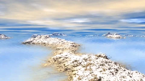 Fantasy alien planet. Rocks and lake Stock Footage 61032666