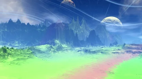 Fantasy alien planet. Rocks and lake. 3D animation Vídeos de archivo 62308156