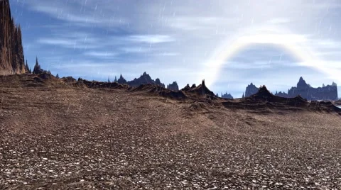 Fantasy alien planet. Rocks and lake. 3D illustration Vídeos de archivo 63765928