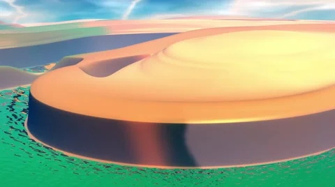 Fantasy alien planet. Rocks and lake. 3d Animation. 4К Vídeos de archivo 65289061