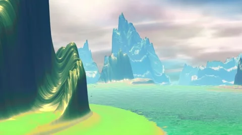 Fantasy alien planet. Rocks and lake Vídeos de archivo 68079909