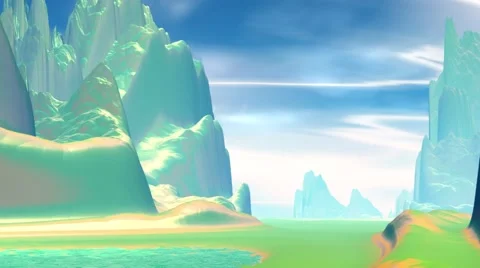 Fantasy alien planet. Rocks and lake Vídeos de archivo 68079926