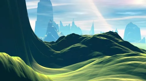 Fantasy alien planet. Rocks and lake Vídeos de archivo 68079932