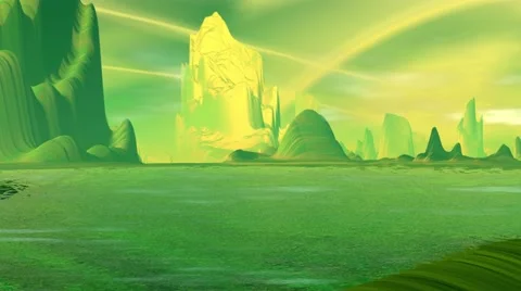 Fantasy alien planet. Rocks and lake Vídeos de archivo 68079967