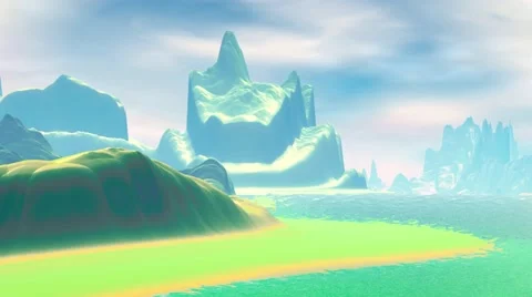 Fantasy alien planet. Rocks and lake Vídeos de archivo 68079976