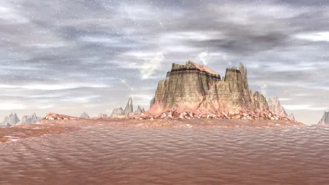 Fantasy alien planet. Rocks and lake. 3d Animation. 4К Stock Footage 105786681
