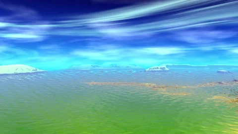 Fantasy alien planet. Rocks and lake. 3d Animation. 4К Stock Footage 105787033