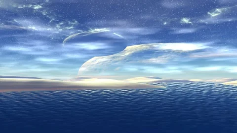 Fantasy alien planet. Rocks and lake. 3d Animation. 4К Stock Footage 105787135