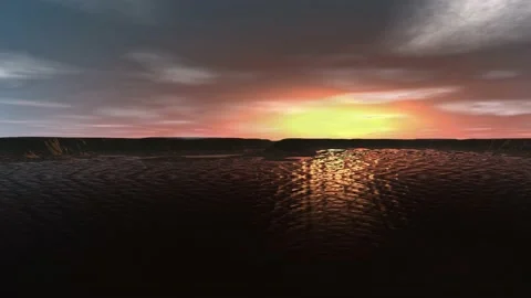 Fantasy alien planet. Rocks and lake. 3d Animation. 4К Stock Footage 105787186