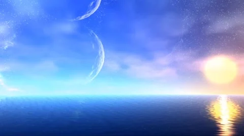 Fantasy alien planet. Sea and sky Stock Footage 49153003