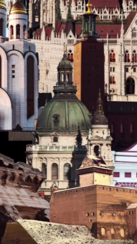 Fantasy Ancient City Skyline Vertical Motion Graphic Video Stock Footage 344767198
