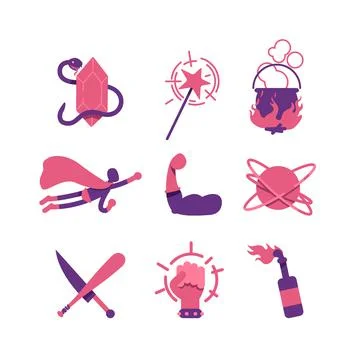 Fantasy and comic flat color vector objects set イラスト素材