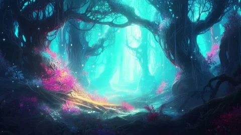 Fantasy and magical forest animation loo... | Stock Video | Pond5