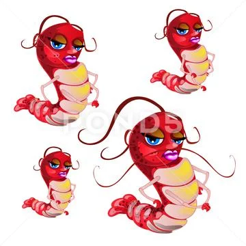 Fantasy animated shrimp isolated on white background. Vector cartoon ...