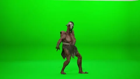Fantasy Armed Orc Dance on Chroma Key Stock Footage 322770765