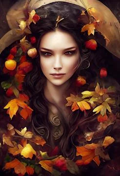 Fantasy autumn queen Stock Illustration