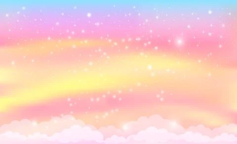 Fantasy background of pink magic sky in sparkling stars. Stock Illustration