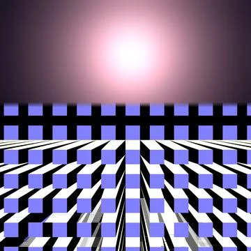 Fantasy block cubes and alien sky Illustrazione stock