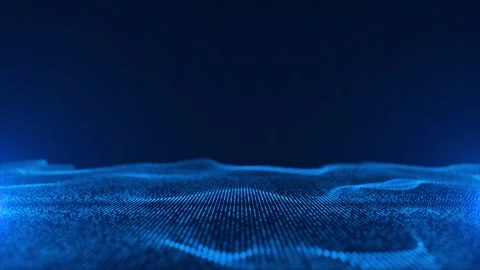 Fantasy blue abstract shape and light particles in organic motion Ocean Wave. Stock Footage 248007820