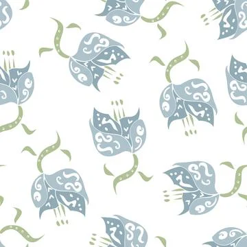 Fantasy Blue Fleur scattered on white Illustrazione stock