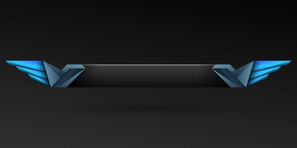 Fantasy blue wings border lower third game interface screen title banner Stock Illustration