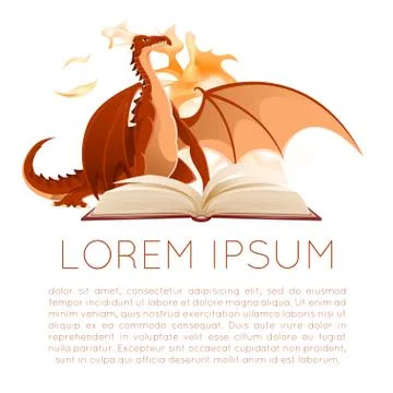 Fantasy book with dragon Stock Illustration