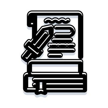 Fantasy book with sword and scroll icon イラスト素材