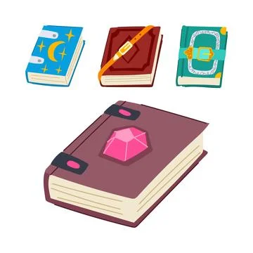 Fantasy books collection with magic spells and ancient knowledge concepts 스톡 일러스트