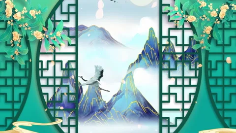 Fantasy bright ambience landscape of beautiful morning sky, mountains, Stock Footage 277321343