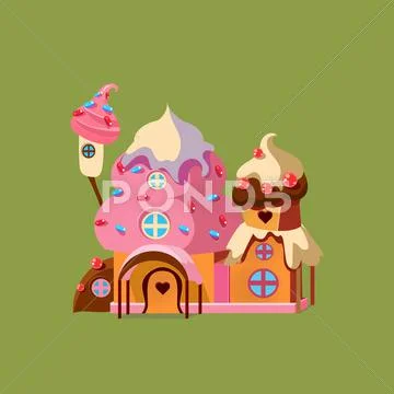 Fantasy Candy House. Vector Illustartion Stock Illustrationen
