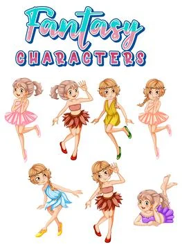 Fantasy cartoon characters set Stock Illustration