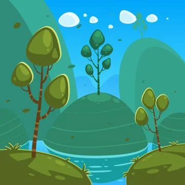 Fantasy Cartoon Landscape Stock Illustration