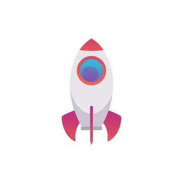 Fantasy cartoon space rocket ship icon, flat vector illustration isolated. Stock Illustration