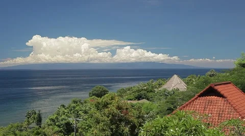 Fantasy castle in the clouds over the sea. Timelapse Stock Footage 50134819