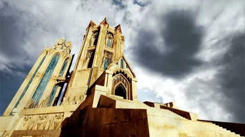 Fantasy Castle Clouds Timelapse 04 Stock Footage 8895461