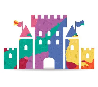 Fantasy castle drawn painted icon vector イラスト素材