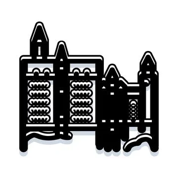 Fantasy castle school building outline illustration Stock Illustration