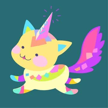 Fantasy Cat Unicorn Stock Illustration