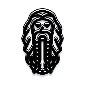 Fantasy character ancient mythological wizard head icon Stock Illustration