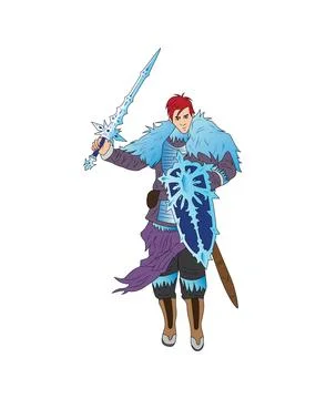Fantasy character illustration featuring a warrior with red hair Stock Illustration