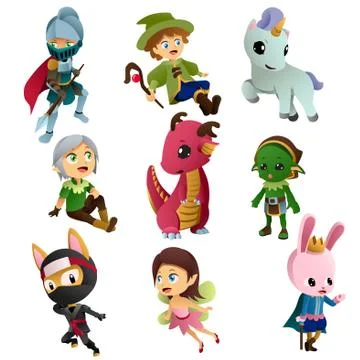 Fantasy Characters Icons Illustrations Stock Photos
