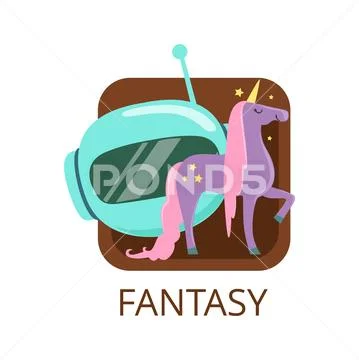 Fantasy cinema genre, symbol for cinema or channel, cinematography, movie Stock Illustration