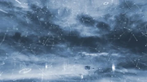 Fantasy cloudscape with abstract lines dots background Stock Footage 147627207