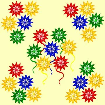 Fantasy with colored geometric flowers Illustrazione stock