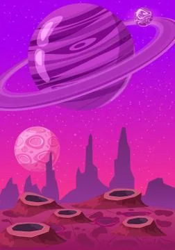 Fantasy concept space cartoon game background. Fantastic sci-fi alien planet Stock Illustration