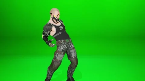 Fantasy Cyberpunk Warrior Dance Integration Stock Footage 320162430