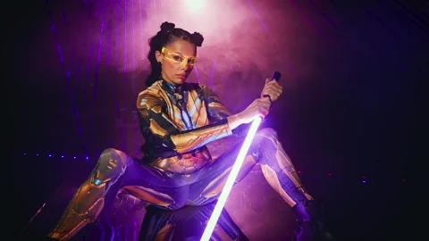 Fantasy cyborg woman creative robot Stock Video Pond5