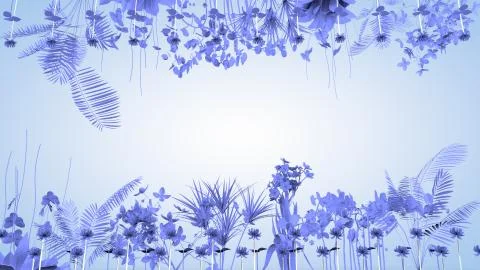 Fantasy decorative background with plants and flowers, 3D rendering Stock Illustration