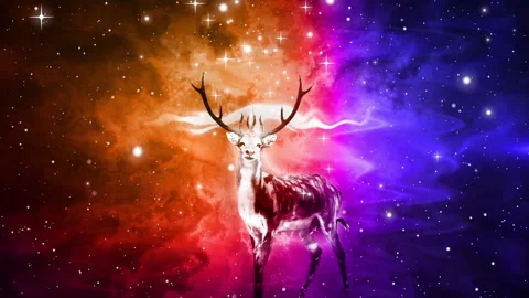 Fantasy deer with colorful cloudy abstract background Video stock 160876860
