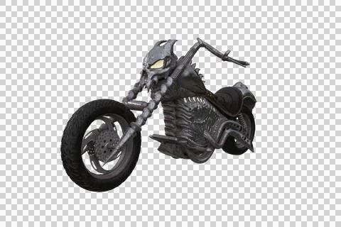 Fantasy demon concept motorcycle. 3D rendering isolated. Illustrazione stock